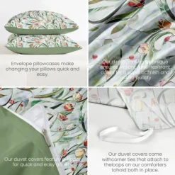 Floral Duvet Cover Set 100% Cotton Soft and Breathable Bedding Featuring Stained Glass Flowers Lightweight and Durable Quilt Cover Comfortable for All Seasons Easy to Care