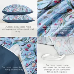 Floral Duvet Cover Set 100% Cotton Soft and Breathable Bedding Featuring Stained Glass Flowers Lightweight and Durable Quilt Cover Comfortable for All Seasons Easy to Care