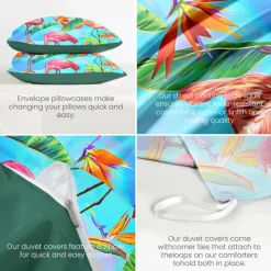 Floral Duvet Cover Set 100% Cotton Soft and Breathable Bedding Featuring Tropical Flowers Lightweight and Durable Quilt Cover Comfortable for All Seasons Easy to Care