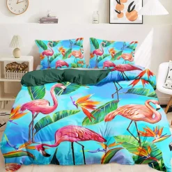 Floral Duvet Cover Set 100% Cotton Soft and Breathable Bedding Featuring Tropical Flowers Lightweight and Durable Quilt Cover Comfortable for All Seasons Easy to Care