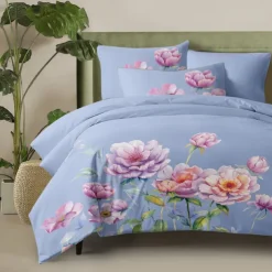 Floral Duvet Cover Set 100% Cotton Soft and Breathable Bedding Featuring Colorful Flowers Lightweight and Durable Quilt Cover Comfortable for All Seasons Easy to Care