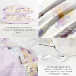 Floral Duvet Cover Set 100% Cotton Soft and Breathable Bedding Featuring Colorful Flowers Lightweight and Durable Quilt Cover Comfortable for All Seasons Easy to Care