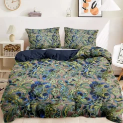 Floral Duvet Cover Set 100% Cotton Soft and Breathable Bedding Featuring Peacock Flowers Lightweight and Durable Quilt Cover Comfortable for All Seasons Easy to Care