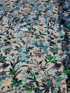 Floral Embroidered Column Evening Gown Elegant Dress Formal Wedding Floor Length Short Sleeve Off Shoulder Satin with Slit