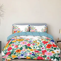 Floral Pattern Duvet Cover Set Set Soft 3-Piece Luxury Cotton Bedding Set Home Decor Gift King Queen Duvet Cover