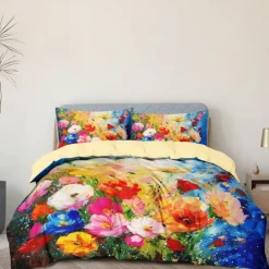 Floral Pattern Duvet Cover Set Set Soft 3-Piece Luxury Cotton Bedding Set Home Decor Gift King Queen Duvet Cover