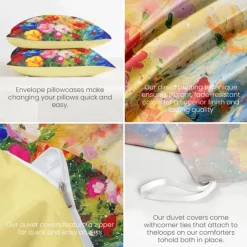 Floral Pattern Duvet Cover Set Set Soft 3-Piece Luxury Cotton Bedding Set Home Decor Gift King Queen Duvet Cover