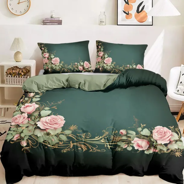 Floral Pattern Duvet Cover Set King Queen Size Comforter Set,Printed Comforter Cover Cotton Bedding Sets With Envelope Pillowcase, Room Decor