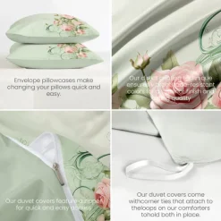 Floral Pattern Duvet Cover Set King Queen Size Comforter Set,Printed Comforter Cover Cotton Bedding Sets With Envelope Pillowcase, Room Decor