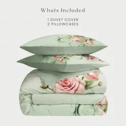 Floral Pattern Duvet Cover Set King Queen Size Comforter Set,Printed Comforter Cover Cotton Bedding Sets With Envelope Pillowcase, Room Decor