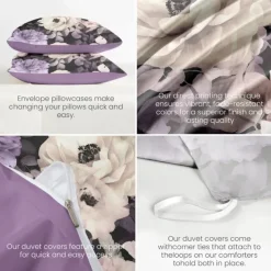 Floral Pattern Duvet Cover Set King Queen Size Comforter Set,Printed Comforter Cover Cotton Bedding Sets With Envelope Pillowcase, Room Decor