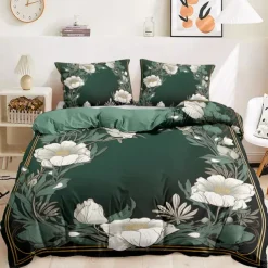 Floral Pattern Duvet Cover Set King Queen Size Comforter Set,Printed Comforter Cover Cotton Bedding Sets With Envelope Pillowcase, Room Decor