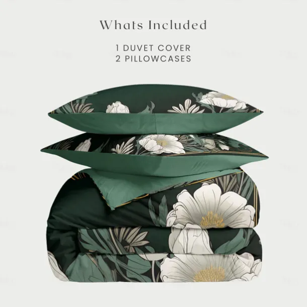 Floral Pattern Duvet Cover Set King Queen Size Comforter Set,Printed Comforter Cover Cotton Bedding Sets With Envelope Pillowcase, Room Decor