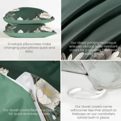 Floral Pattern Duvet Cover Set King Queen Size Comforter Set,Printed Comforter Cover Cotton Bedding Sets With Envelope Pillowcase, Room Decor