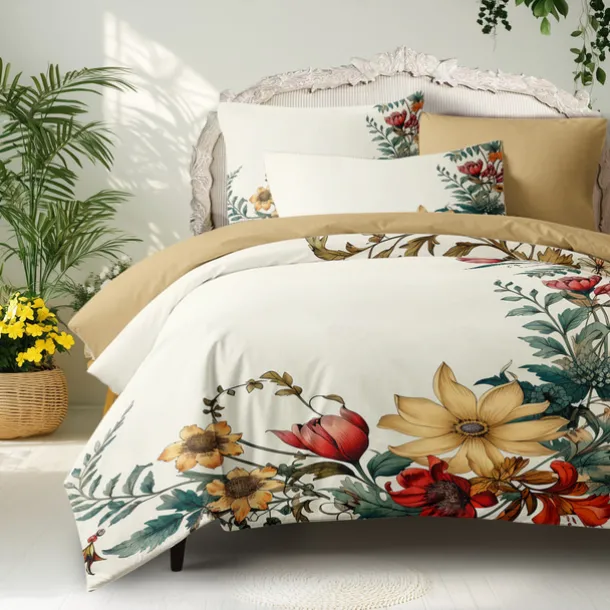 Floral Pattern Duvet Cover Set King Queen Size Comforter Set,Printed Comforter Cover Cotton Bedding Sets With Envelope Pillowcase, Room Decor