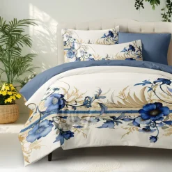 Floral Pattern Duvet Cover Set King Queen Size Comforter Set,Printed Comforter Cover Cotton Bedding Sets With Envelope Pillowcase, Room Decor