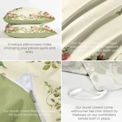 Floral Pattern Duvet Cover Set King Queen Size Comforter Set,Printed Comforter Cover Cotton Bedding Sets With Envelope Pillowcase, Room Decor