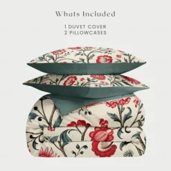 Floral Pattern Duvet Cover Set King Queen Size Comforter Set,Printed Comforter Cover Cotton Bedding Sets With Envelope Pillowcase, Room Decor