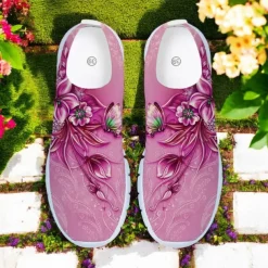 Floral Print Flyknit Sneakers with Breathable Upper, Lightweight Sole and Comfortable Fit for Casual Walks and Outdoor Activities