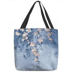 Floral Tote Bag for Women – Stylish Large Capacity Handbag with Black and Pink Flower Design, Perfect for Shopping, Travel, and Daily Use