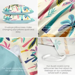 Floral Tropical Series Duvet Cover 3-Piece Set 100% Cotton Super Soft Skin Friendly Long Lasting