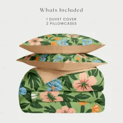 Floral Tropical Series Duvet Cover 3-Piece Set 100% Cotton or Polyester Super Soft Skin Friendly Long Lasting