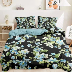 Floral Tropical Series Duvet Cover 3-Piece Set 100% Cotton or Polyester Super Soft Skin Friendly Long Lasting