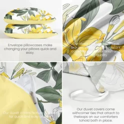 Floral Tropical Series Duvet Cover 3-Piece Set 100% Cotton or Polyester Super Soft Skin Friendly Long Lasting