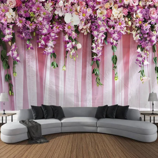 Floral Wall Tapestry Art Decor Wall Hanging Wedding Backdrop Curtain Home Bedroom Living Room Decoration