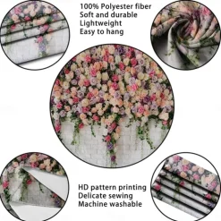 Floral Wall Tapestry Art Decor Wall Hanging Wedding Backdrop Curtain Home Bedroom Living Room Decoration