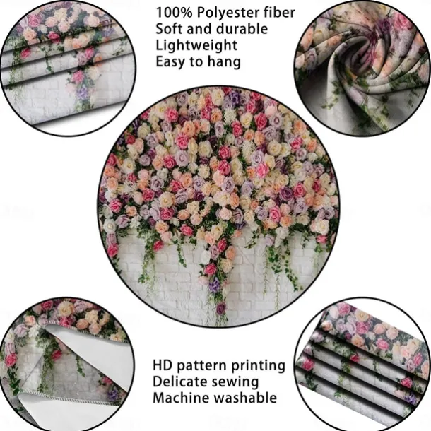 Floral Wall Tapestry Art Decor Wall Hanging Wedding Backdrop Curtain Home Bedroom Living Room Decoration