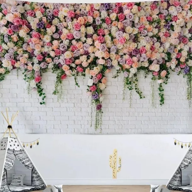 Floral Wall Tapestry Art Decor Wall Hanging Wedding Backdrop Curtain Home Bedroom Living Room Decoration