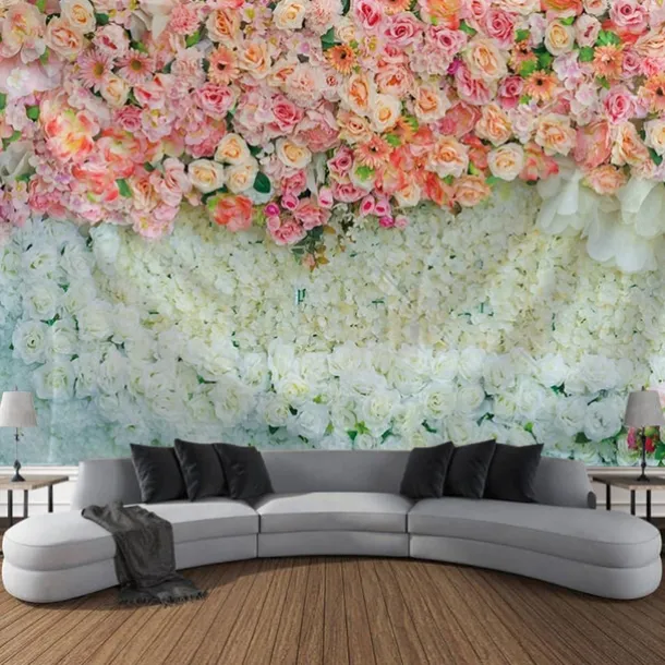 Floral Wall Tapestry Art Decor Wall Hanging Wedding Backdrop Curtain Home Bedroom Living Room Decoration