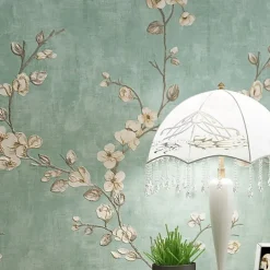 Floral Wallpaper Wall Covering Sticker Film Adhesive Required Flower Retro Idyllic Country Non Woven Home Décor 1000x53cm/393.7x20.87inch