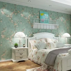 Floral Wallpaper Wall Covering Sticker Film Adhesive Required Flower Retro Idyllic Country Non Woven Home Décor 1000x53cm/393.7x20.87inch