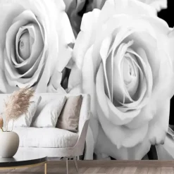 Flower 3D Wallpaper Black and White Home Decoration Wall Mural Roll Peel and Stick Removable PVC/Vinyl Material Self Adhesive/Adhesive Required Wall Decor for Living Room