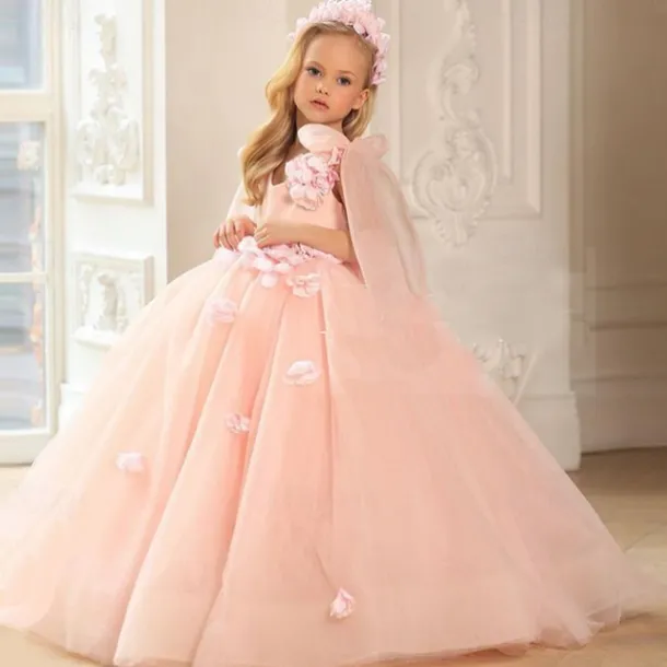 Flower Girl Dress Girls' First Communion Dress Party Dress Performance Wedding Party Princess Sweet Mesh Solid Color Sleeveless Off Shoulder White Pink kids