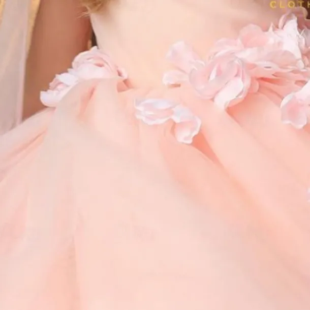 Flower Girl Dress Girls' First Communion Dress Party Dress Performance Wedding Party Princess Sweet Mesh Solid Color Sleeveless Off Shoulder White Pink kids