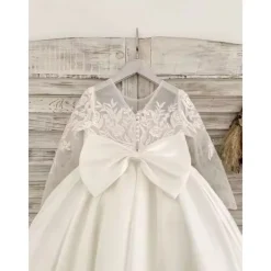 Flower Girl Dress Girls' First Communion Dress Party Dress Performance Wedding Party Princess Sweet Mesh Solid Color Sleeveless Crew Neck White kids