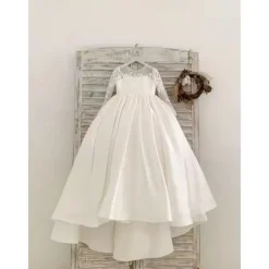 Flower Girl Dress Girls' First Communion Dress Party Dress Performance Wedding Party Princess Sweet Mesh Solid Color Sleeveless Crew Neck White kids