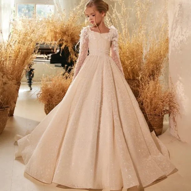 Flower Girl Dress Girls' First Communion Dress Party Dress Wedding Party Princess Sweet Christmas Carnival Ruched Solid Color Strapless Crew Neck White 4 years+