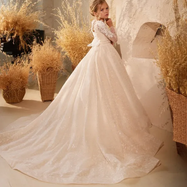 Flower Girl Dress Girls' First Communion Dress Party Dress Wedding Party Princess Sweet Christmas Carnival Ruched Solid Color Strapless Crew Neck White 4 years+