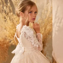 Flower Girl Dress Girls' First Communion Dress Party Dress Wedding Party Princess Sweet Christmas Carnival Ruched Solid Color Strapless Crew Neck White 4 years+