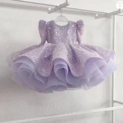 Flower Girl Dress Girls' Party Dress Performance Wedding Party Princess Sweet Mesh Solid Color Long Sleeve Off Shoulder Pink Sky Blue 2-12 Years