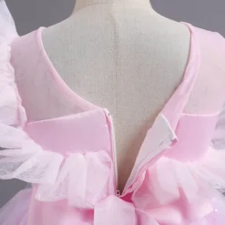 Flower Girl Dress Kid's Girls' Princess Dress Performance Wedding Party Elegant Beautiful Mesh Solid Color Sleeveless Crew Neck Pink Blue 4 years+