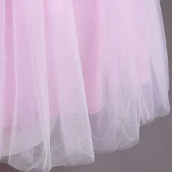 Flower Girl Dress Kid's Girls' Princess Dress Performance Wedding Party Elegant Beautiful Mesh Solid Color Sleeveless Crew Neck Pink Blue 4 years+