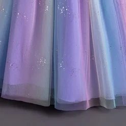 Flower Girl Dress Kid's Girls' Princess Dress Performance Wedding Party Elegant Beautiful Sequins Mesh Rainbow Sleeveless Crew Neck Pink Blue 4 years+