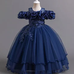 Flower Girl Dress Kid's Girls' Princess Dress Performance Wedding Party Elegant Beautiful Mesh Solid Color Sleeveless Crew Neck White Champagne 4 years+