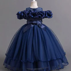 Flower Girl Dress Kid's Girls' Princess Dress Performance Wedding Party Elegant Beautiful Mesh Solid Color Sleeveless Crew Neck White Champagne 4 years+