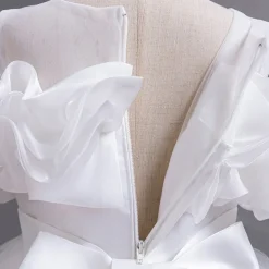 Flower Girl Dress Kid's Girls' Princess Dress Performance Wedding Party Elegant Beautiful Mesh Solid Color Sleeveless Crew Neck White Champagne 4 years+